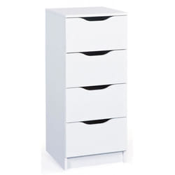 Commode en panneaux de particules mélaminé coloris blanc - Dim : 41 x 40 x 89 cm