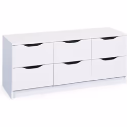 Commode en panneaux de particules mélaminé coloris blanc - Dim : 122 x 40 x 50 cm