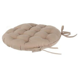 Lot de 4 galettes de chaise ronde en coton coloris lin - Diamètre 38 cm