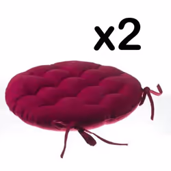 Lot de 2 galettes de chaise ronde en coton coloris rouge - Diamètre 38 cm
