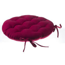 Lot de 4 galettes de chaise ronde en coton coloris rouge - Diamètre 38 cm Pegane