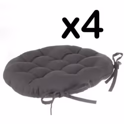 Lot de 4 galettes de chaise ronde en coton coloris gris foncé - Diamètre 38 cm