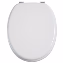 Abattant WC en bois et zinc coloris blanc. Haute résistance à la cassure. Abattant robuste, pratique et facile à nettoyer. Po ...