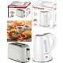 Pack Grille Pain 2 Fentes Blanc 700W + Bouilloire 1L 1600W Blanche