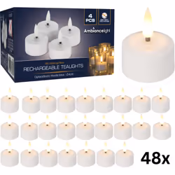 Bougies Chauffe-plat à batterie rechargeable LED Box 48 pièces Rechargeable - Ø4cm - chargeur non fourni Informations sur le  ...