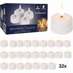 Bougies Chauffe-plat à batterie rechargeable LED Box 32 pièces Rechargeable - Ø4cm - chargeur non fourni Informations sur le ...
