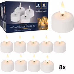 Bougies Chauffe-plat à batterie rechargeable LED Box 8 pièces Rechargeable - Ø4cm - chargeur non fourni Informations sur le p ...
