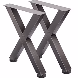 DESCRIPTION GÉNÉRALE Pieds de table en acier de qualité supérieure avec un cadre en X, solides et durables. Capables de suppo ...