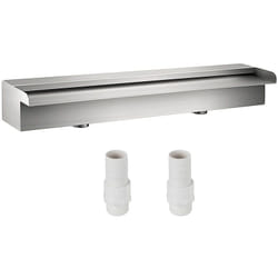VEVOR Fontaine de la Piscine, Etang Argent en Acier Inoxydable 304 Cascade Bassin Exterieur 60 x 11.5 x 8 cm avec 2 Conduits deeau pour Durer et