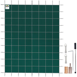 Bache Piscine Rectangulaire 5,5x10,4m Couverture Protection Piscine pp contre Debris Neige Protege Piscine Maille Serree Ressort Inox Boulon Sol