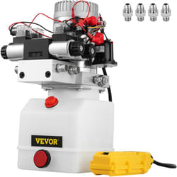 Vevor - Pompe Hydraulique 12 v 4.5 l, Pompe Hydraulique Remorque Double Effet et Double Solenoïde, Pompe Hydraulique Electrique Reservoir Plastique,