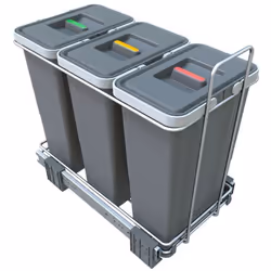 Poubelle de tri sélectif Ecofil, cloisonnée couleur : gris matériau : inox/plastique dimensions 460 x 245 x 420 mm coulissant ...