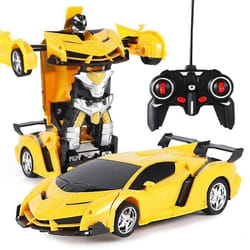 Jouet - Transformers - Voiture télécommandée - 1:18 - Jaune - 360° Rotation