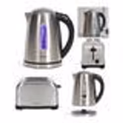 Bouilloire RETRO INOX 1L7 2200W LED BLEUE protection contre lébullition + Grille-Pain INOX 850W 2 LARGES fentes
