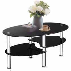 Attributs: 【 Verre trempé pour une longue durée de service 】 : Contrairement aux autres produits, la table basse est en verre ...