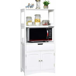 Armoire de Salle de Bain Meuble de Rangement wc, avec Tiroir, 2 Étagères Ouvertes,Double Porte,Meuble d'entrée Cuisine Salon,Blanc - Costway