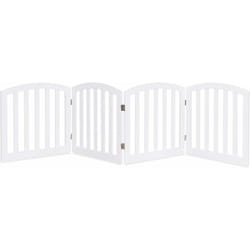 Barrière en bois 4 pièces pour chiens, Barrière pliable autoportante avec peinture écologique, pour maison - Costway
