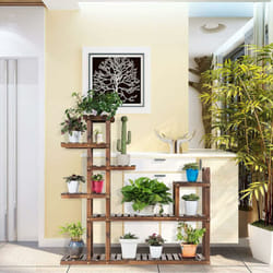 Costway - Etagère à Fleurs en Bois à 7 Niveaux Durable et Stable 120X25X120cm