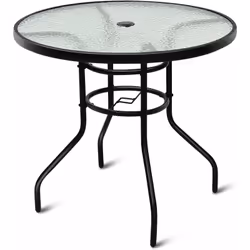 【Plateau de table élégant en verre trempé :】La table à manger d'extérieur est dotée d'un plateau de table en verre trempé épa ...