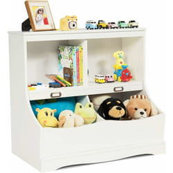 Costway - Meuble de Rangement à Jouet pour Enfant, Inclus 4 Compartiments de Rangement, Coin Arrondis, Organisateur de Rangement Multifonctionnelle
