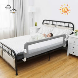 Barrière de Lit Pliable pour Bébé/Enfant Barre de Lit Rabattable avec Mousse Souple, Trous Pré-Percés Barrière de Protection Bébé Chambre à Coucher