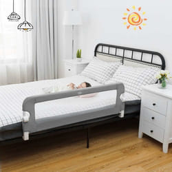 Costway - Barrière de Lit Pliable pour Bébé/Enfant Barre de Lit Rabattable avec Mousse Souple, Trous Pré-Percés Barrière de Protection Bébé Chambre à