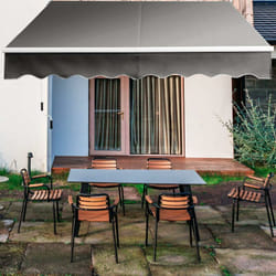 Auvent Rétractable Manuel 295x250CM Angle Ajustable 40°-100° sans Perçage en Aluminium et Tissu Teint en Fil pour Fenêtre,Terrasse, Balcon ou Jardin