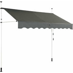 COSTWAY Store Banne Manuel Rétractable 2,5 L x 1,2 l m Hauteur et Inclinaison Réglable Aluminium Polyester Anti-UV, Gris