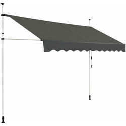 COSTWAY Store Banne Manuel Rétractable 3 L x 1,2 l m Hauteur et Inclinaison Réglable Aluminium Polyester Anti-UV, Gris