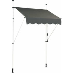 Store Banne Manuel Rétractable 1,5 l x 1,2 l m Hauteur et Inclinaison Réglable Aluminium Polyester Anti-UV, Gris - Costway