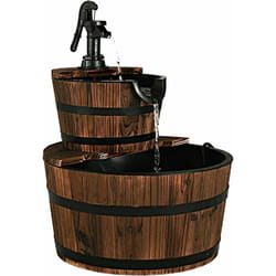 Costway - Fontaine en Cascade 2 Etages Puit Décoration de Jardin/Cour avec Pompe, Ecoulement d'Eau Ajustable en Bois de Sapin de Style Rustique