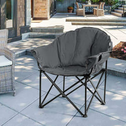Costway - Chaise de Camping Pliante Surdimensionnée avec Coussin Rembourré,Porte-gobelet,Sac de Transport
