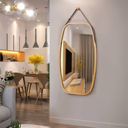 Description générale Ce miroir mural est fabriqué avec un cadre en bambou de qualité supérieure et une lanière en cuir robust ...
