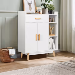 Attributs: 【Matériaux sélectionnés et structure stable】: Notre armoire de stockage en panneaux de particules et MDF de haute  ...