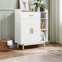 Meuble de Rangement avec 1 Tiroir, 2 Portes, 3 Etagères et 4 Pieds,Bois - Costway