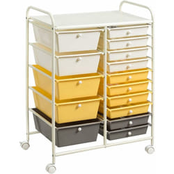 COSTWAY Tour de Rangement Chariot de Rangement avec 15 Tiroirs Empilables Amovibles, Desserte à roulettes avec 2 Freins, 62,5 x 37 x 87 CM
