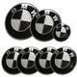 Kit de Badges - BMW - Emblèmes Carbone Noir - Capot 82mm - Coffre 74mm - Volant 45mm