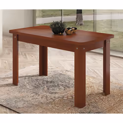 Table à manger ou table de salon rectangulaire en panneau de particule mélaminé coloris noyer. Facile à installer. Dimensions ...