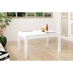 Table de salle à manger extensible rectangulaire coloris blanc - longueur 140-180 x profondeur 90 x Hauteur 75 cm Pegane