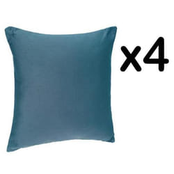 Lot de 4 coussins déhoussables coloris bleu canard - Dim : 38 x 38 cm