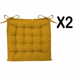 Lot de 2 galettes de chaise en coton et polyester coloris ocre - Dim : L 38 x l 38 cm
