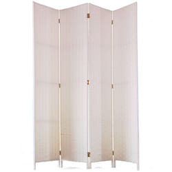 Pegane - Paravent de 4 pans tressé en fibres naturelles coloris blanc - Dim : H180 x L180 cm