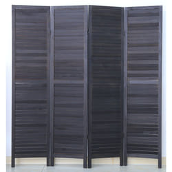Pegane - Paravent persienne de 4 pans en bois, coloris noir - Dim : H170 x L160cm