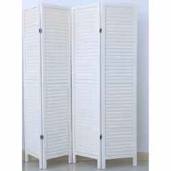 Paravent de 4 pans en bois, coloris blanc, pratique et avec un design décoratif. Dimensions : H170 x L160cm Matière : bois Co ...