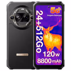 Blackview BL9000 Pro 5G Smartphone Imagerie thermique 512 Go 6.78 50MP+50MP Caméra 8800mAh GPS NFC Double SIM - Noir