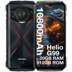 DOOGEE S118 Smartphone Robuste 20Go + 512Go 6.58 10800mAh 33W Charge Rapide 50MP IP68 Téléphone Double SIM 4G NFC GPS - Rouge