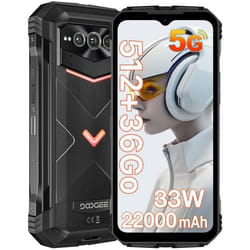 DOOGEE Vmax Plus Smartphone Robuste 36Go + 512Go 22000mAh Batterie 33W 6.58 FHD+ 200MP Caméra IP68 NFC Double Sim 5G GPS - Noir