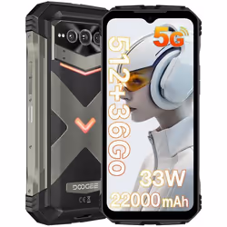 DOOGEE Vmax Plus Smartphone Robuste 36Go + 512Go 22000mAh Batterie 33W 6.58 FHD+ 200MP Caméra IP68 NFC Double Sim 5G GPS - Gr ...