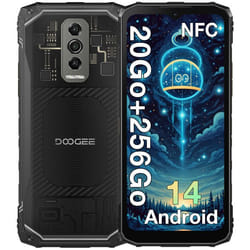 DOOGEE Blade 10 Ultra Smartphone Robuste 20Go + 256Go 6.56 Android 14 50MP 5150mAh IP68 Double SIM 4G NFC GPS - Noir