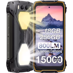 Blackview BV7300 Smartphone Robuste 18Go + 256Go 15000mAh 6.67 50MP Deux lampes camping de - lumineuses 800LM NFC GPS - Oran ...